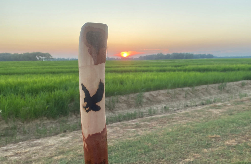 Burned Eagle Hiking Stick, Handcrafted Hardwood