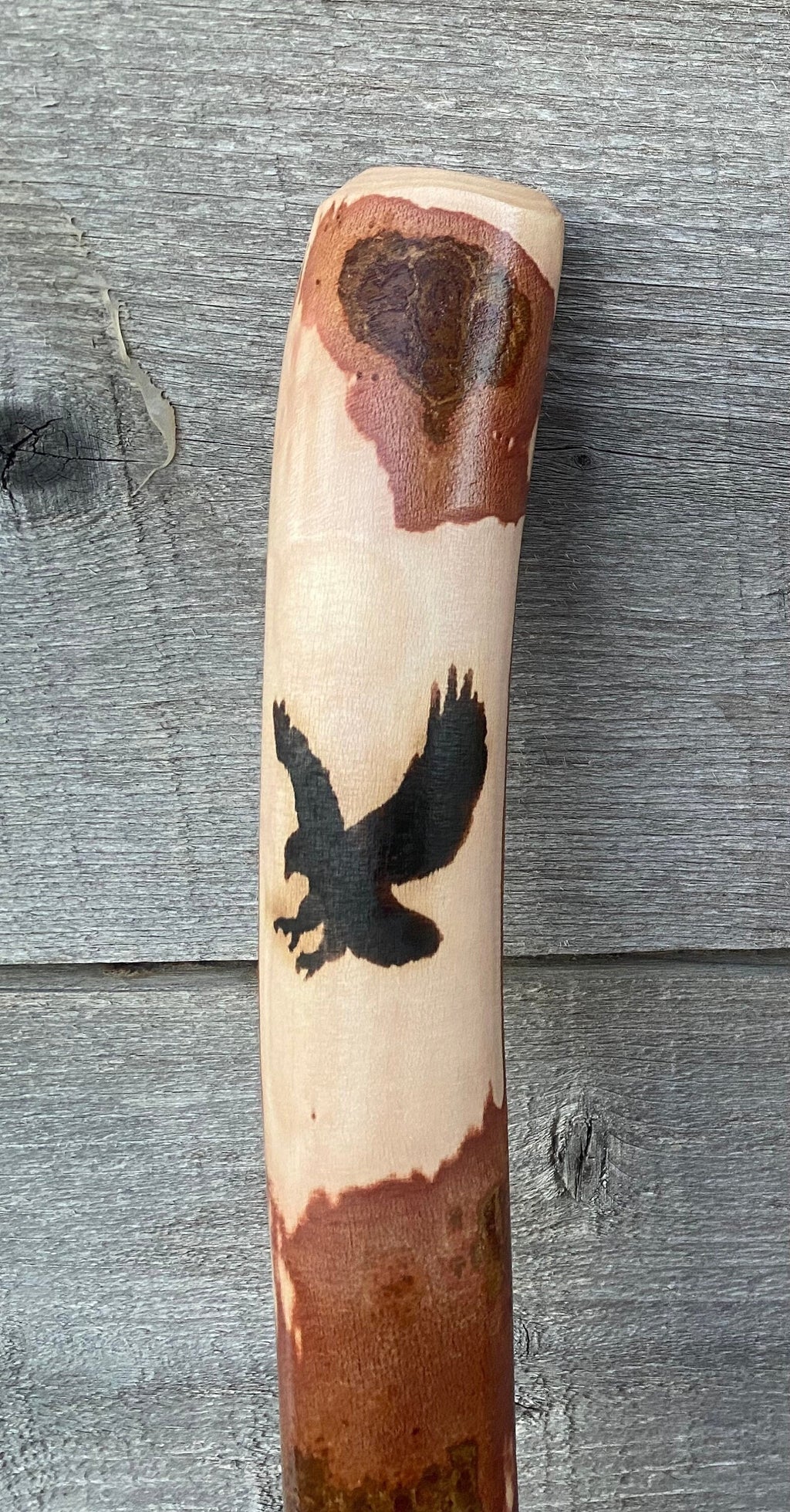 Burned Eagle Hiking Stick, Handcrafted Hardwood