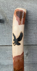 Burned Eagle Hiking Stick, Handcrafted Hardwood