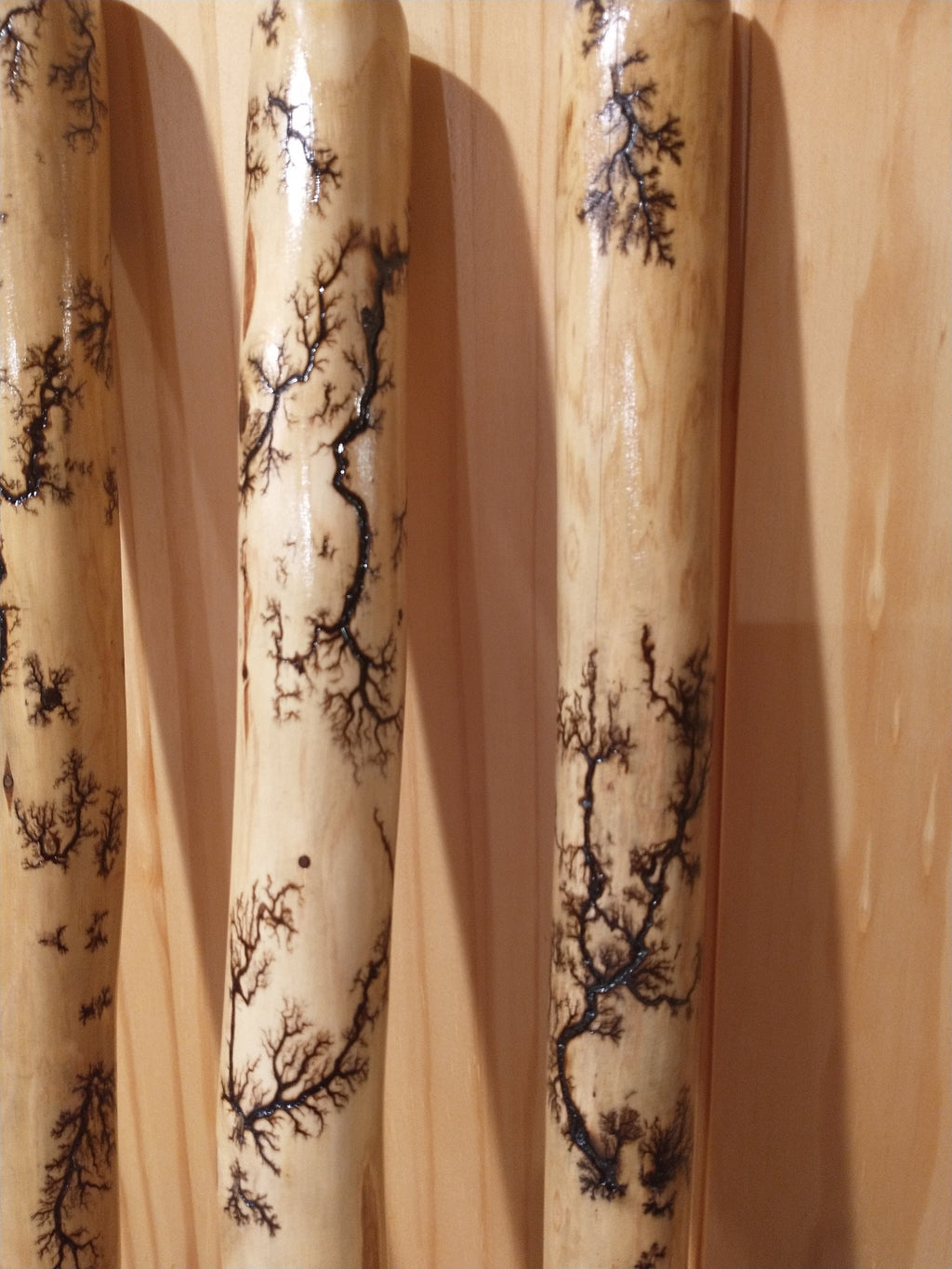 Fractal Burned Walking Stick, Lightning Wood Hiking Stick 60" or 72", Unique Handmade Walking Stick with Rubber Tip