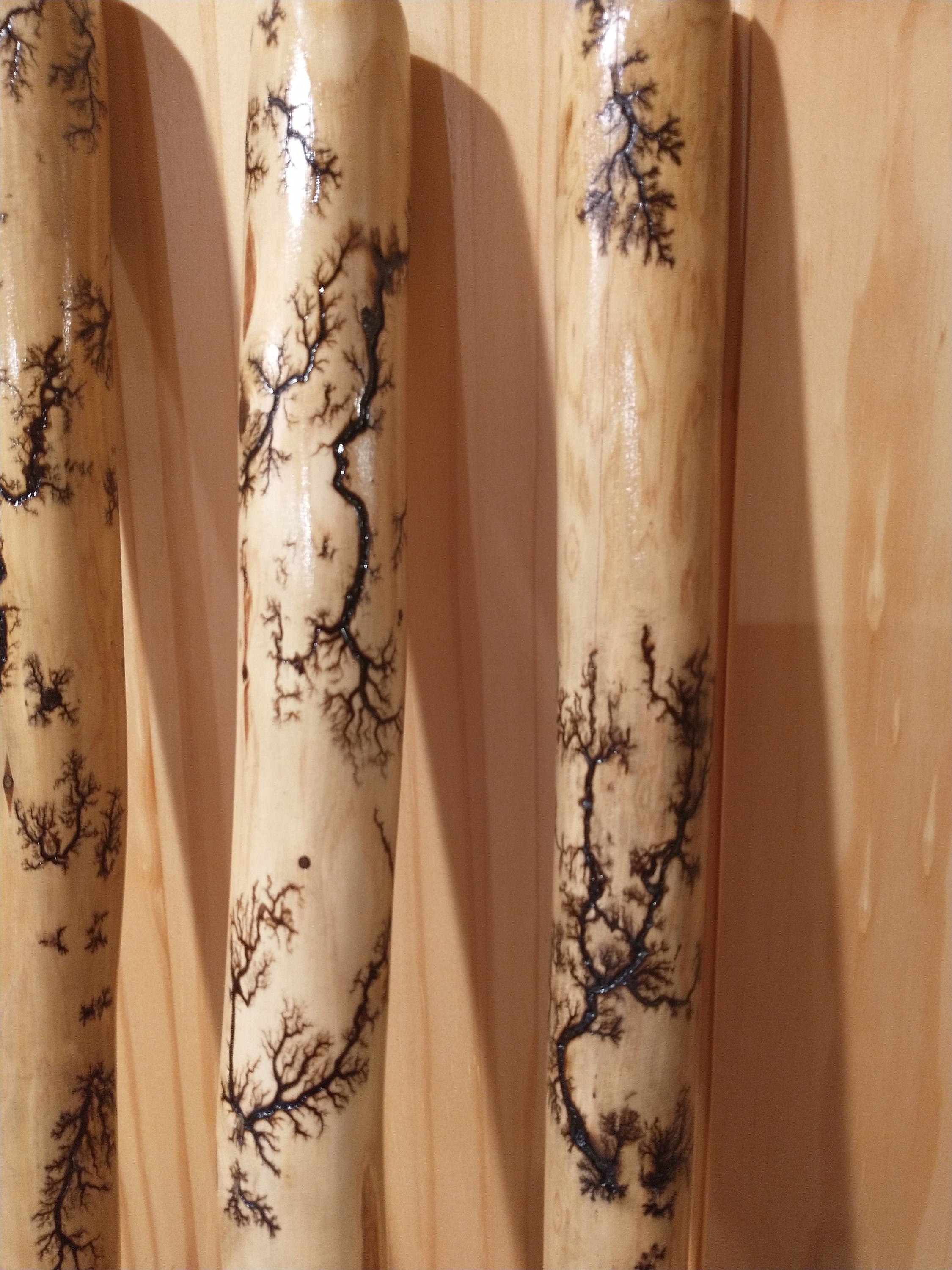 Fractal Burned Walking Stick, Lightning Wood Hiking Stick 60" or 72", Unique Handmade Walking Stick with Rubber Tip