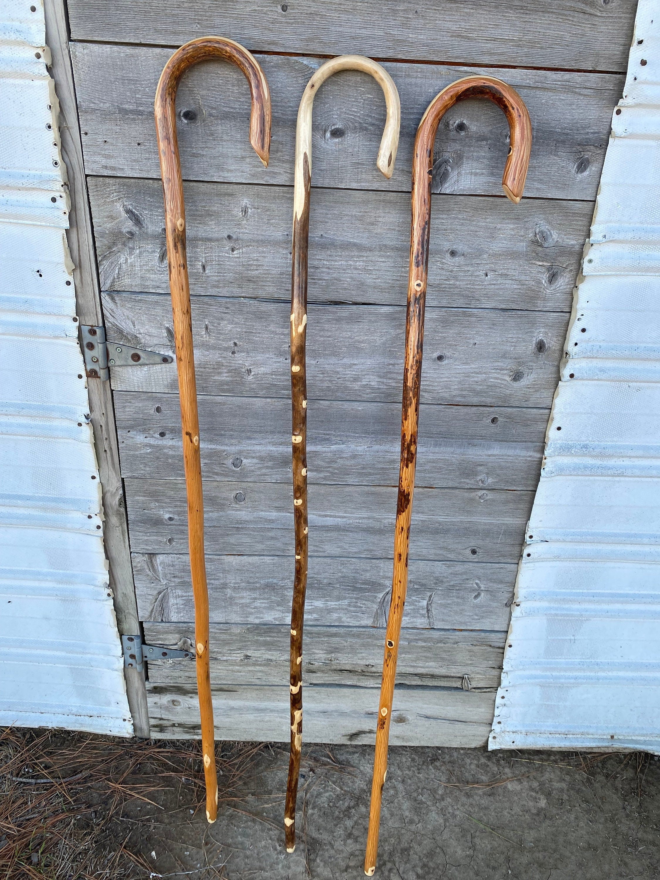 Handcrafted Shepherds Cane, Steam Bent Walking Cane, Rustic Hardwood Staff