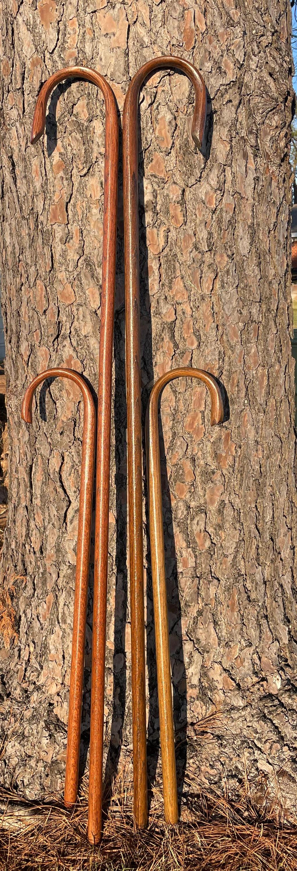 Shepherd's Crook, Shepherd's Staff, Stockman's Cane, Stained Solid Oak Steam Bent Handle Walking Cane