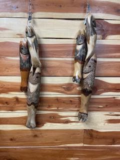 Fish on a Stringer, Wooden Fish Decoration, Cabin Lake House Decor, Gift for Fisherman
