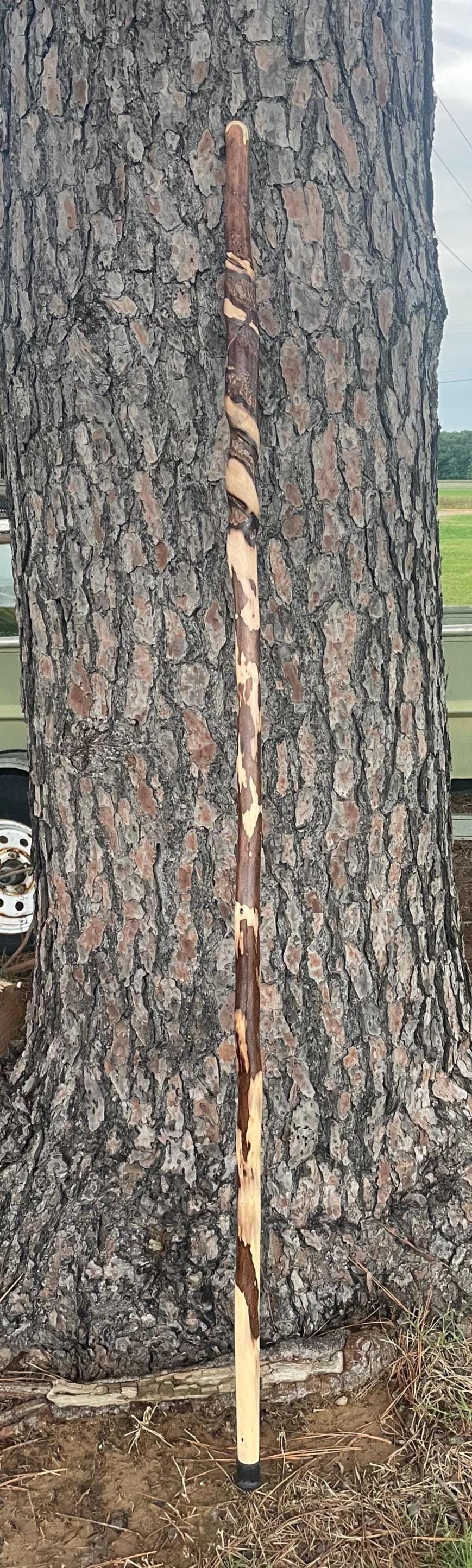 Vine Wrapped Hiking Stick, 72" Vine Choked Hand Carved Walking Stick.