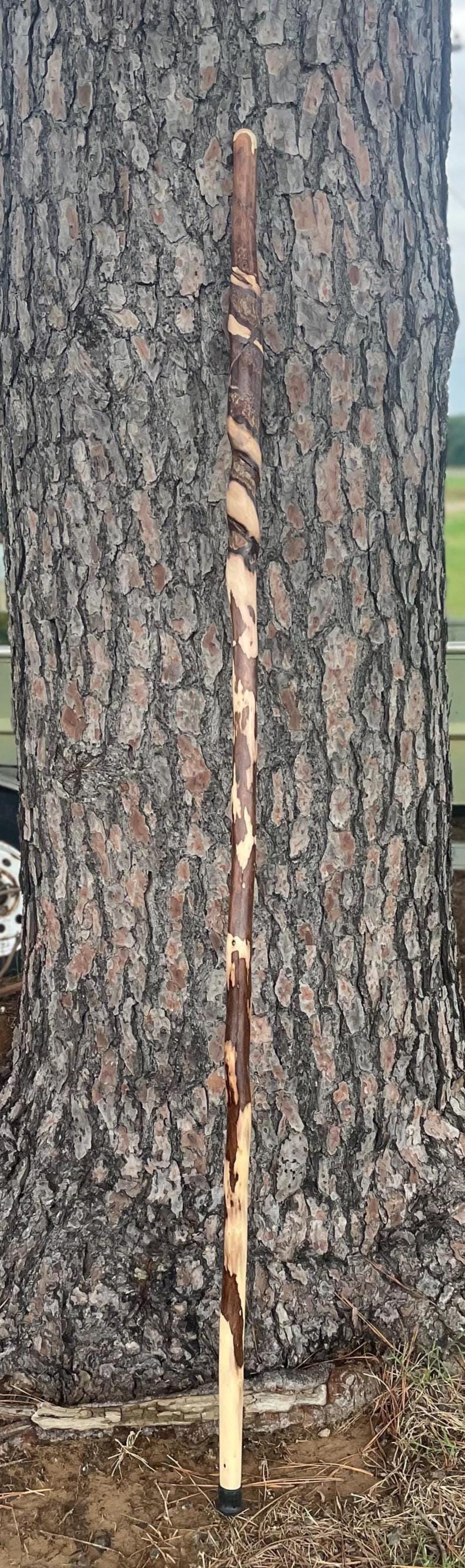 Vine Wrapped Hiking Stick, 72" Vine Choked Hand Carved Walking Stick.